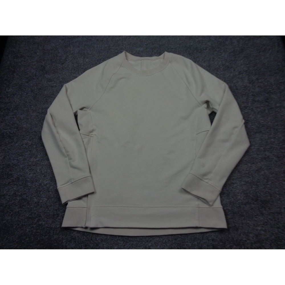 Lululemon City Sweat Crew Sweatshirt Mens XS Off White Side Zip Stretch